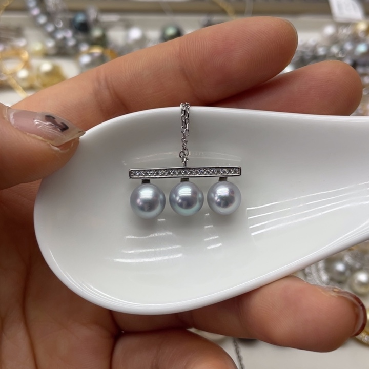 海水珍珠项链银S925镶嵌