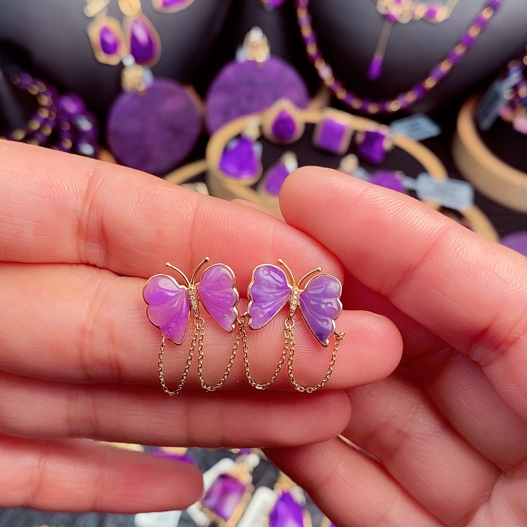 苏纪石（舒俱来）耳饰18K金镶嵌