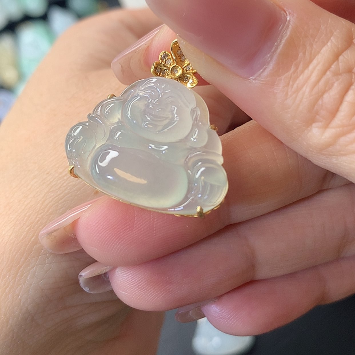 【闪购商品】翡翠吊坠(赠链)18K金镶嵌