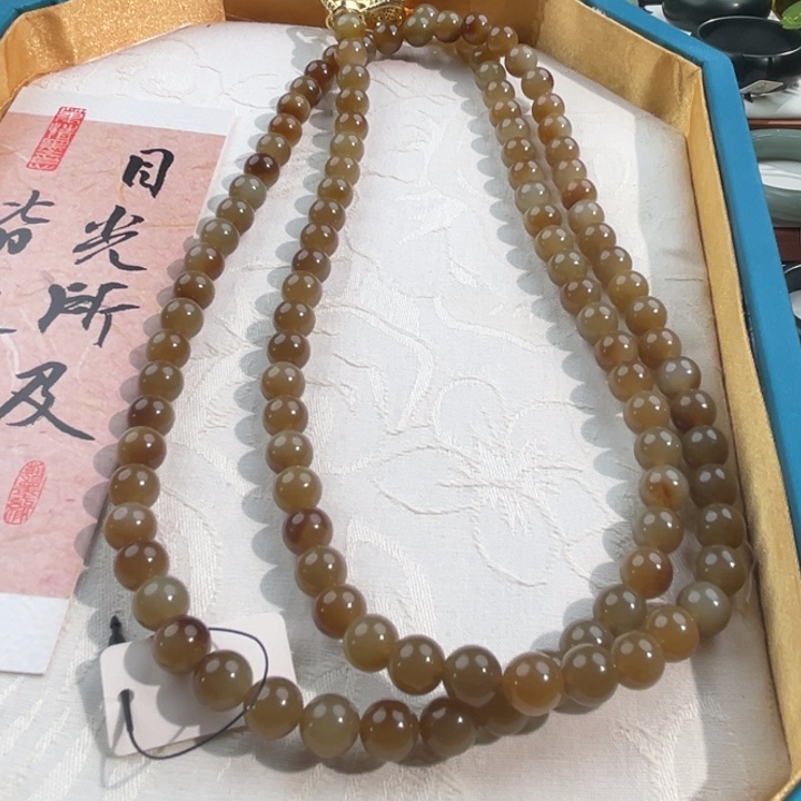和田玉颈饰未镶嵌新疆糖108颗卡8