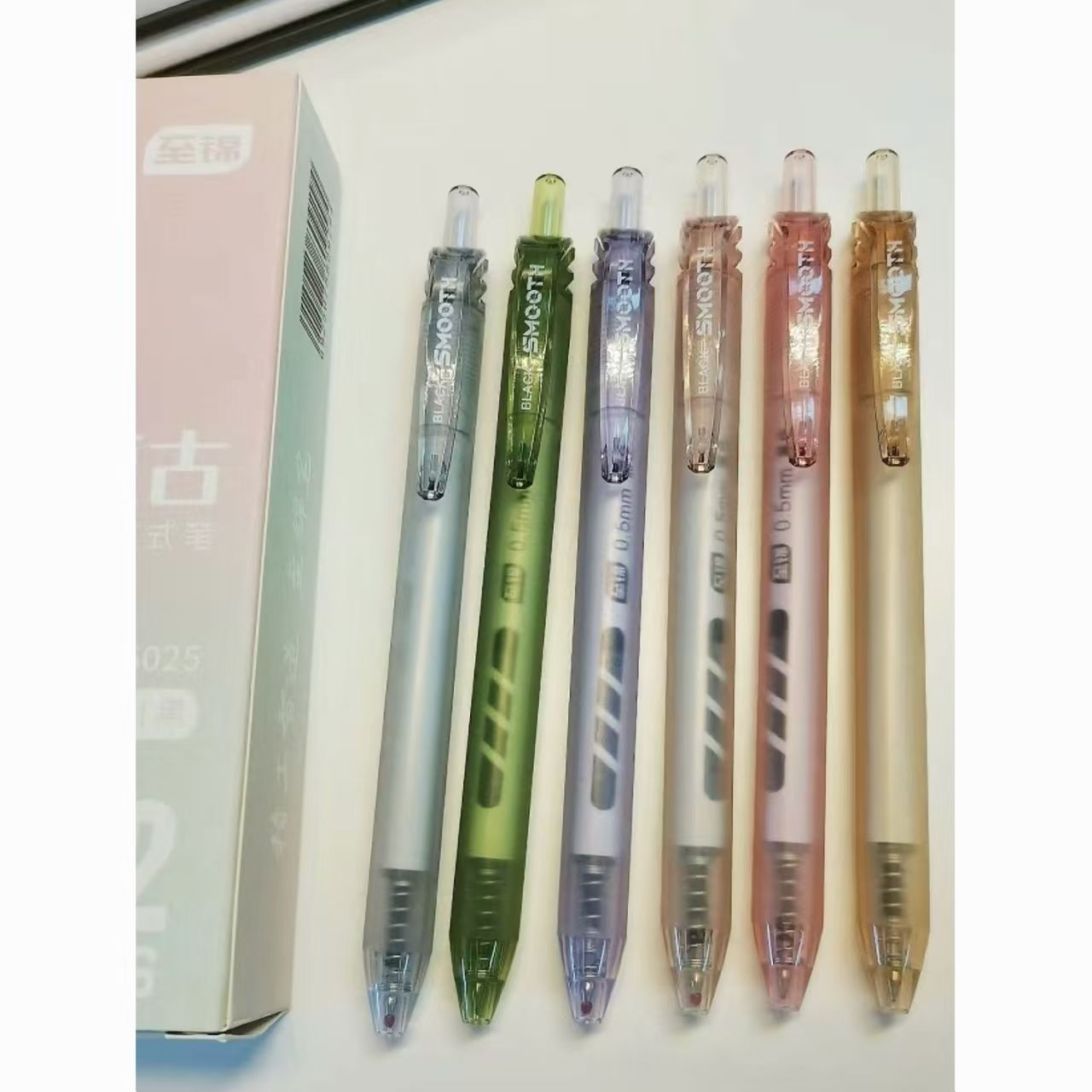 【发6支-黑色】【至锦6025港式复古大容量按动直液式黑色0.5mm】