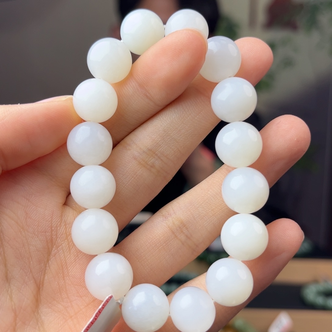 和田玉手链未镶嵌手串纯天然新疆且末天泰12mm