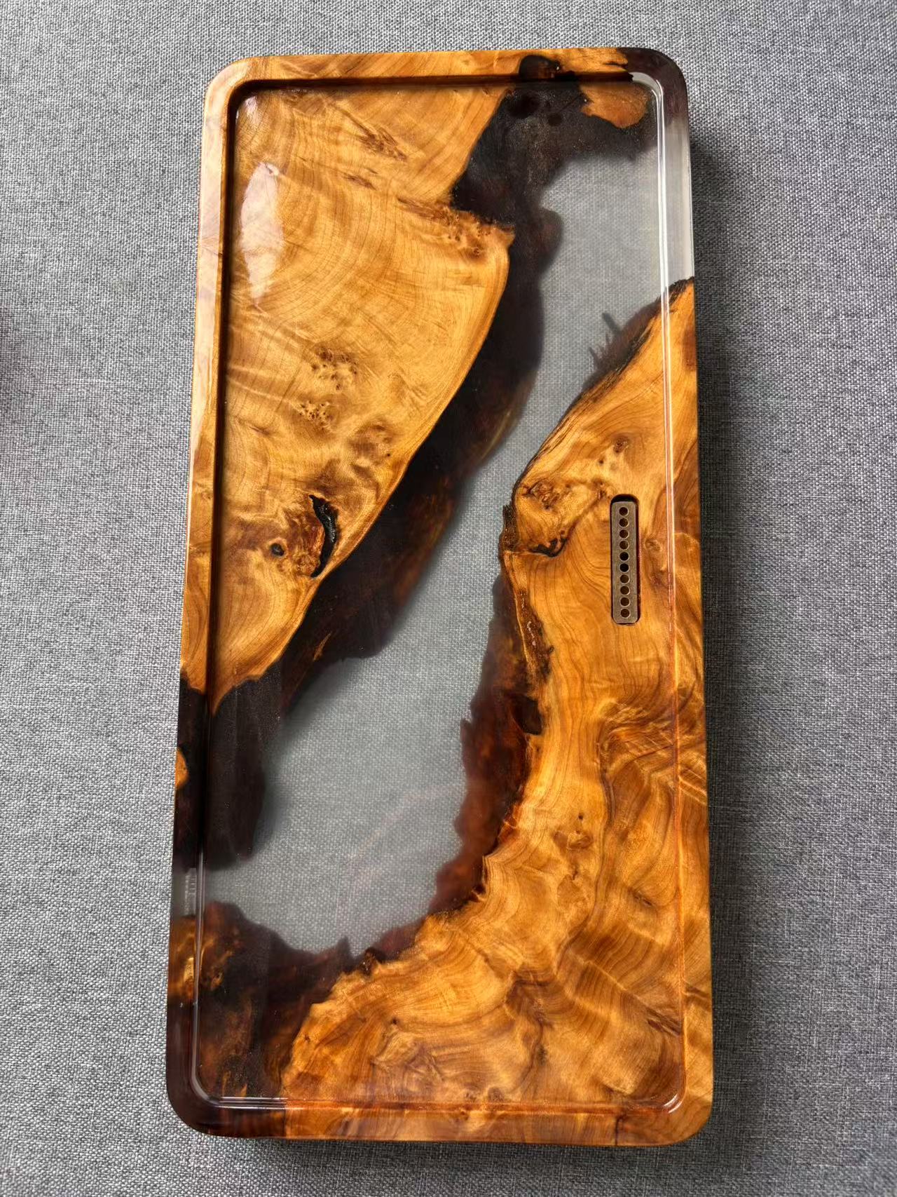 中式高颜值环氧树脂茶盘纯手工精致户外家用托盘摆件底座