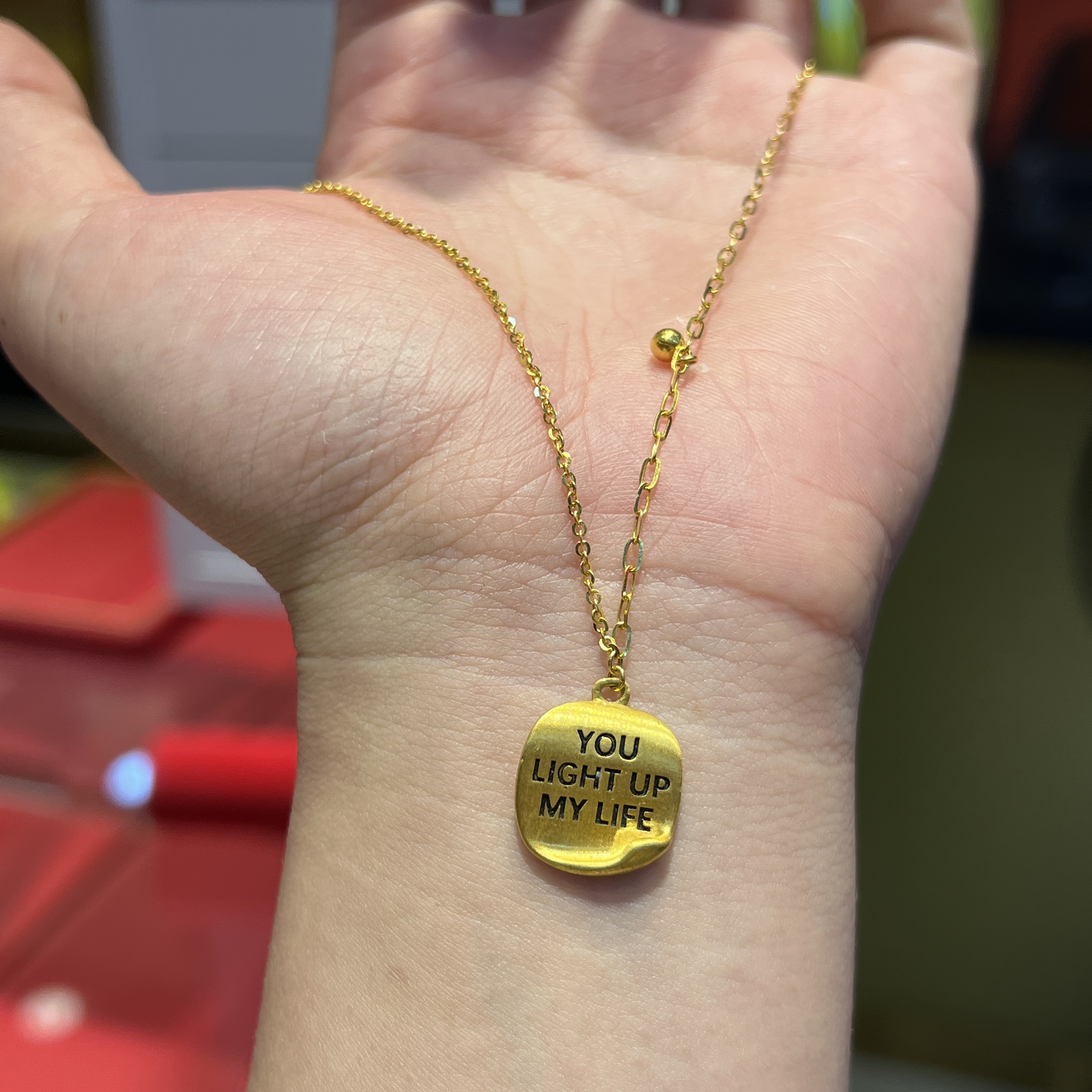 【卷边小方牌黄金项链】足金999项链套链多样性发一