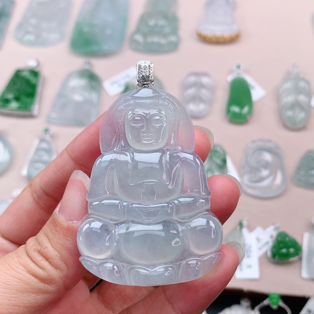 翡翠颈饰18K金镶嵌观音