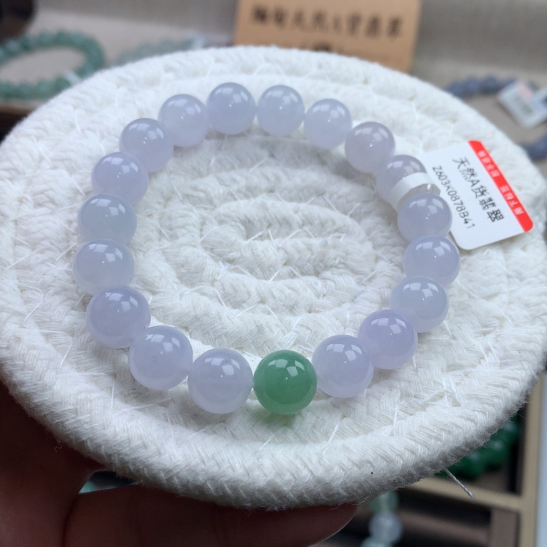 翡翠未镶嵌手链润白月光+果绿，福利大漏