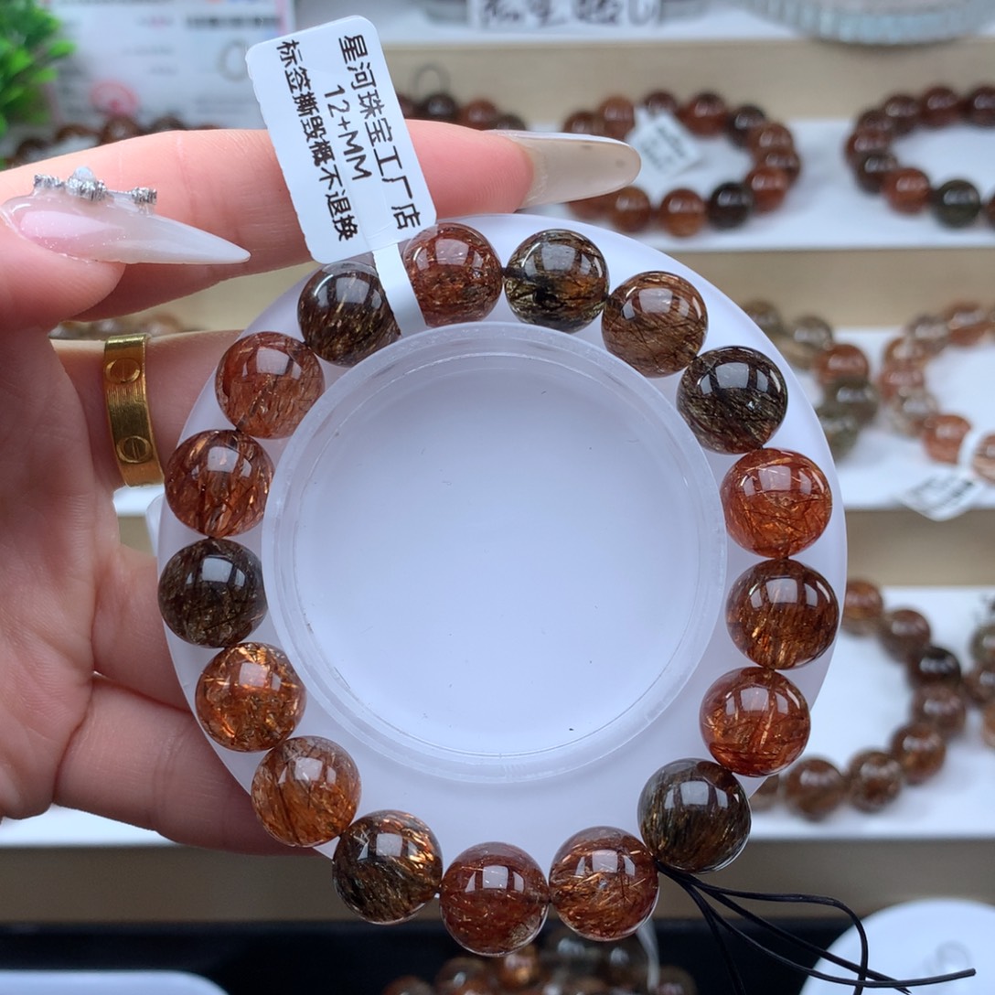 水晶手串未镶嵌黑金超七多样性发其一