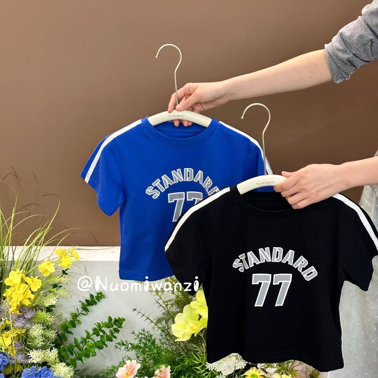 FX-1396-儿童时尚洋气百搭印花织带T恤（夏款）