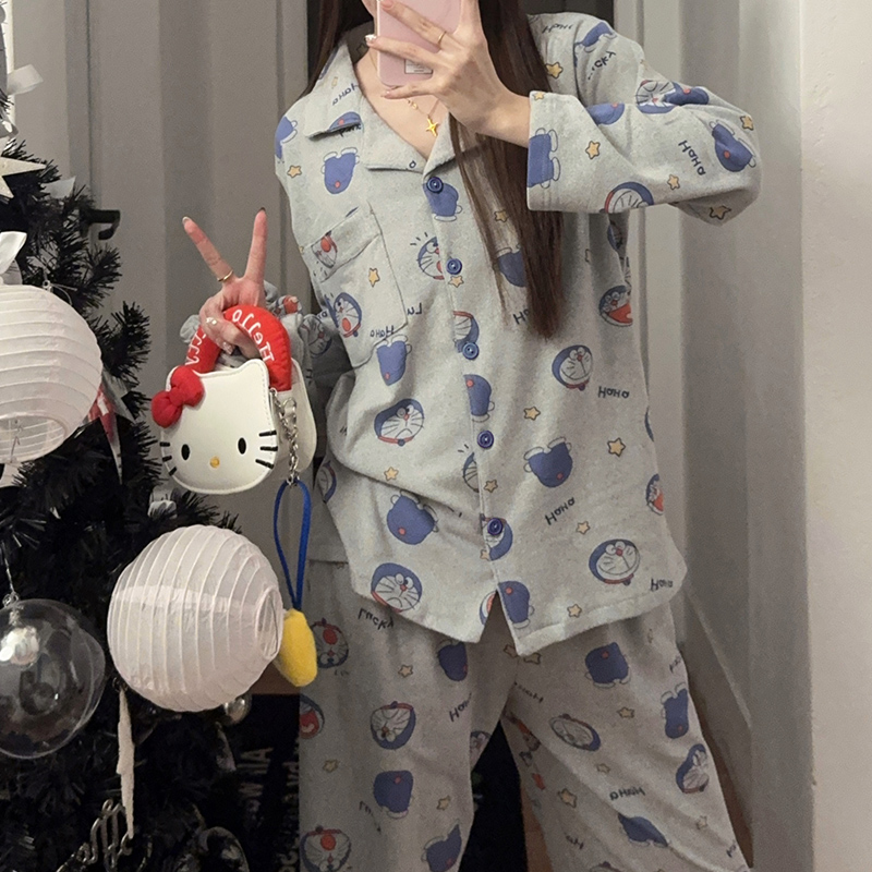 睡衣女爆款2025新款德绒冬季卡通加绒加厚长袖长裤保暖家居服套装