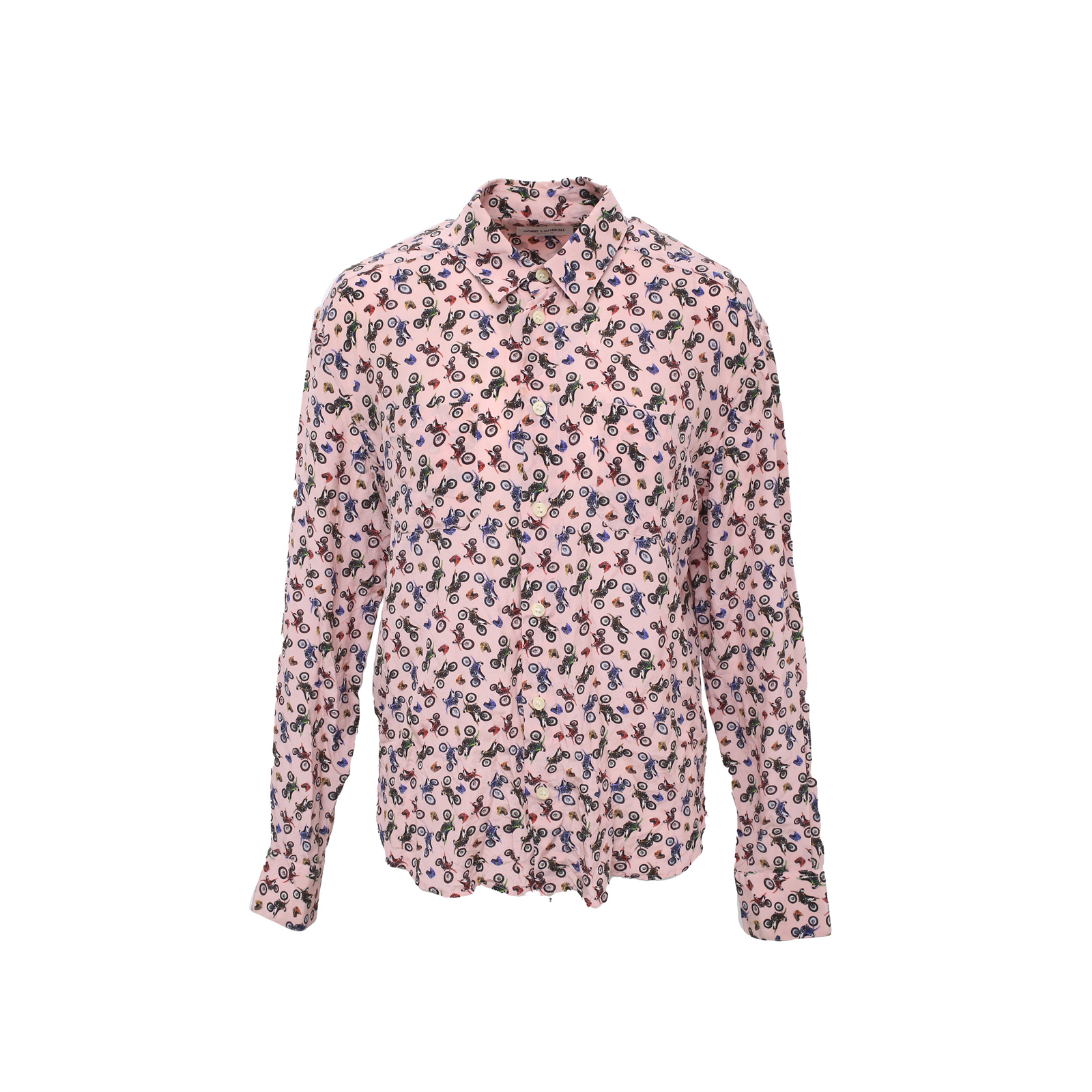 99新 YSL/圣罗兰 桑蚕丝长袖衬衫 175/96A P215970146