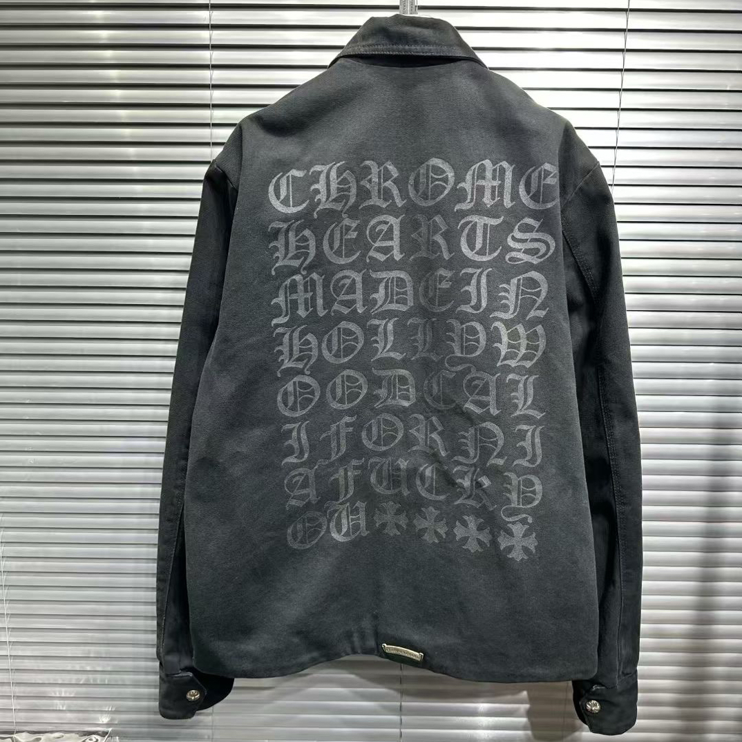 未使用 Chrome Hearts/克罗心 前后梵文教练牛仔拉链外套 /L尺码