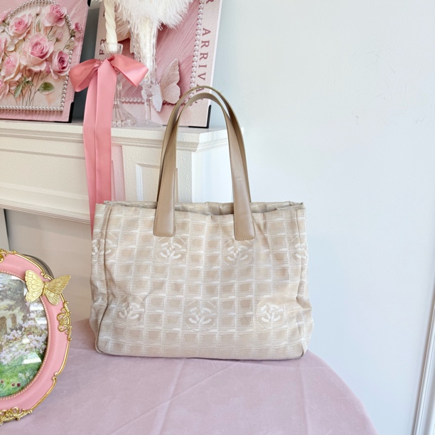 95新 Chanel/香奈儿 chanel裸粉色冰格手提托特包