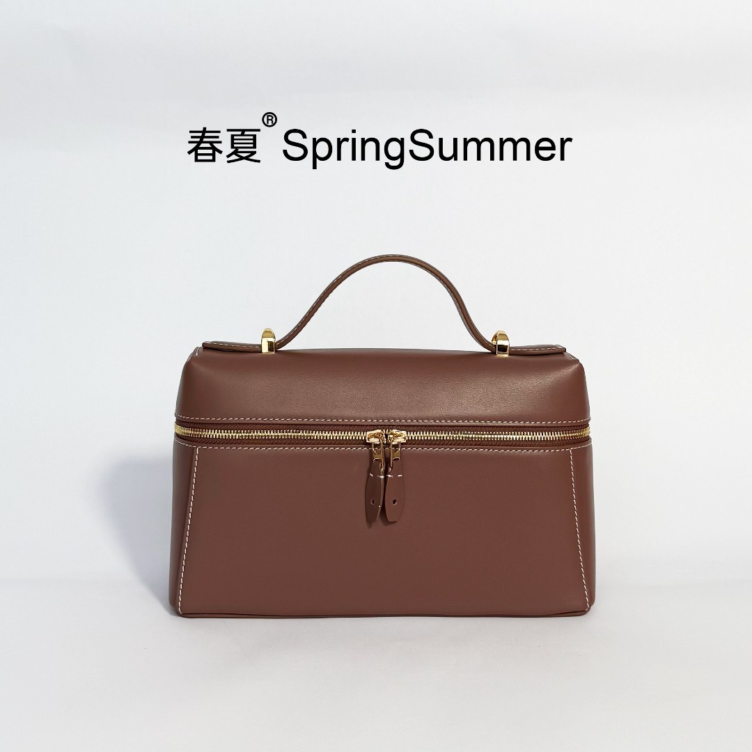 LP23饭盒包内外真皮荔枝纹设计师轻奢中性经典百搭单肩斜挎手提包