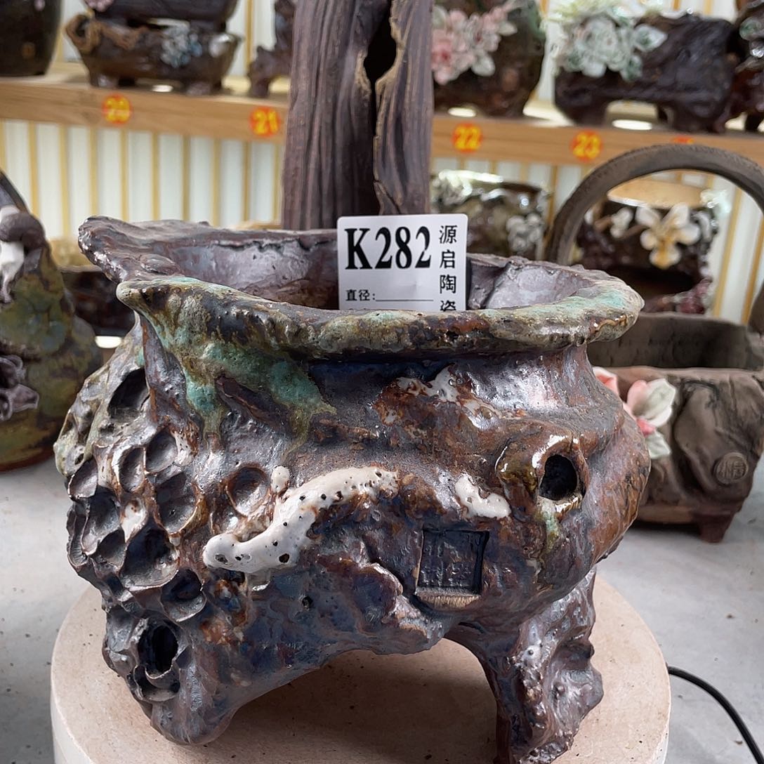 紫砂花盆景德镇陶瓷花盆282