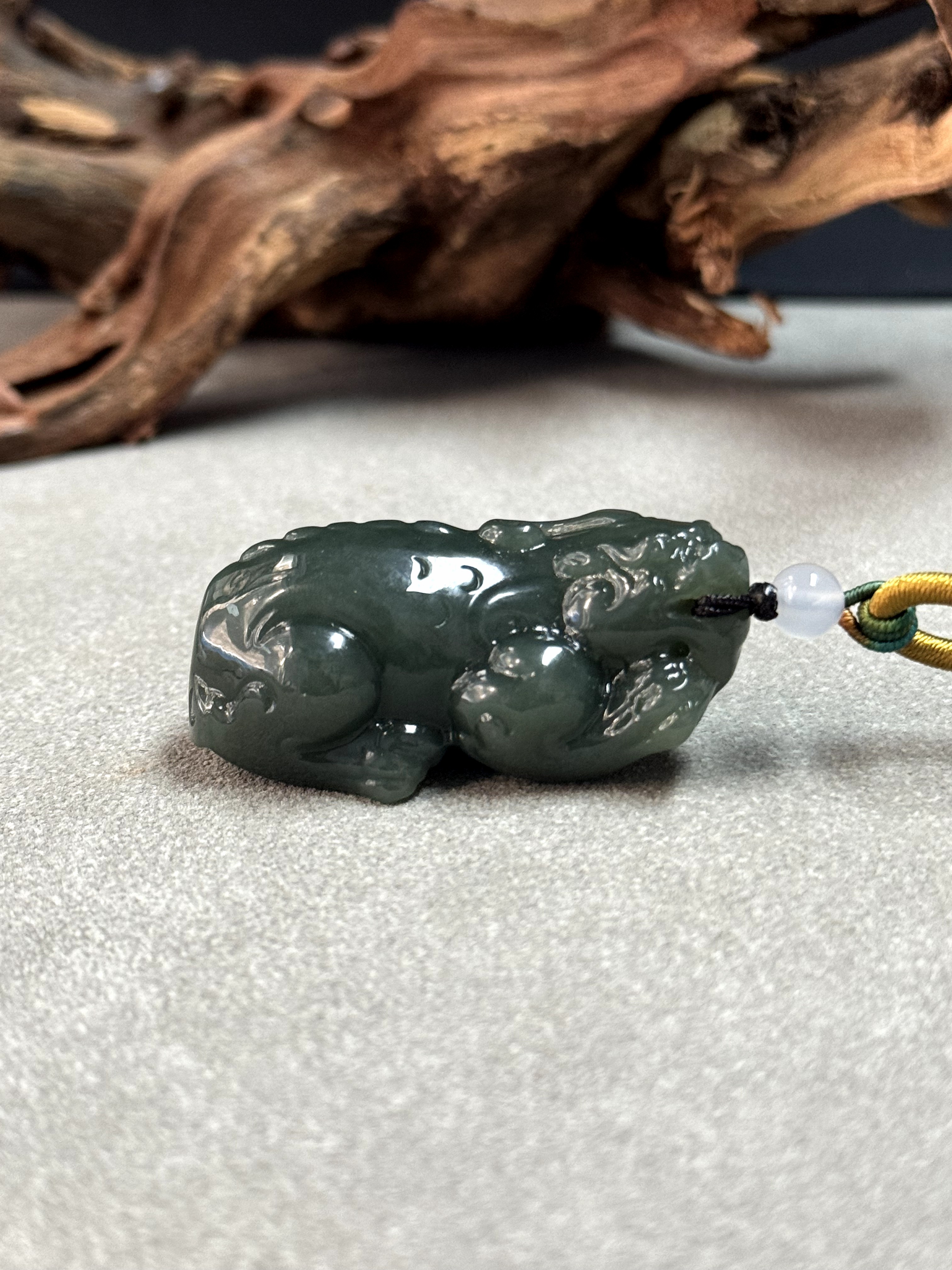 天然和田玉新疆且末蓝貔貅挂件吊坠颈饰FY0221 