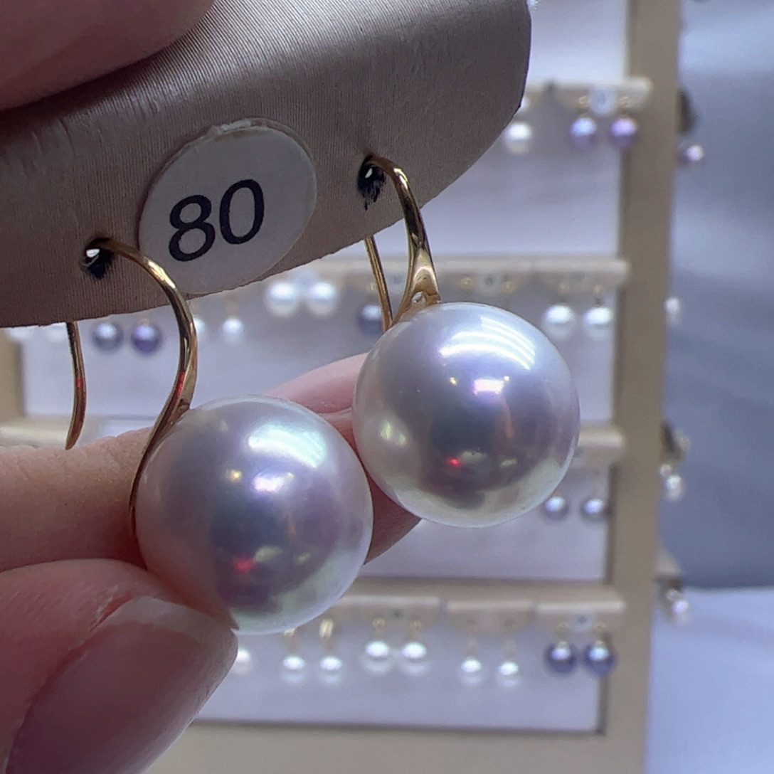 18K金镶嵌淡水珍珠耳饰