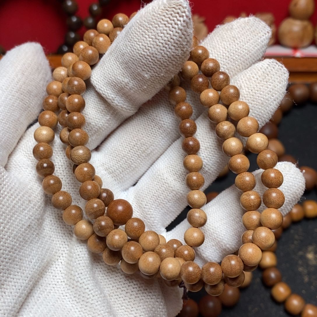 檀香木其他06横纹 老山檀香 椭圆珠 处理价