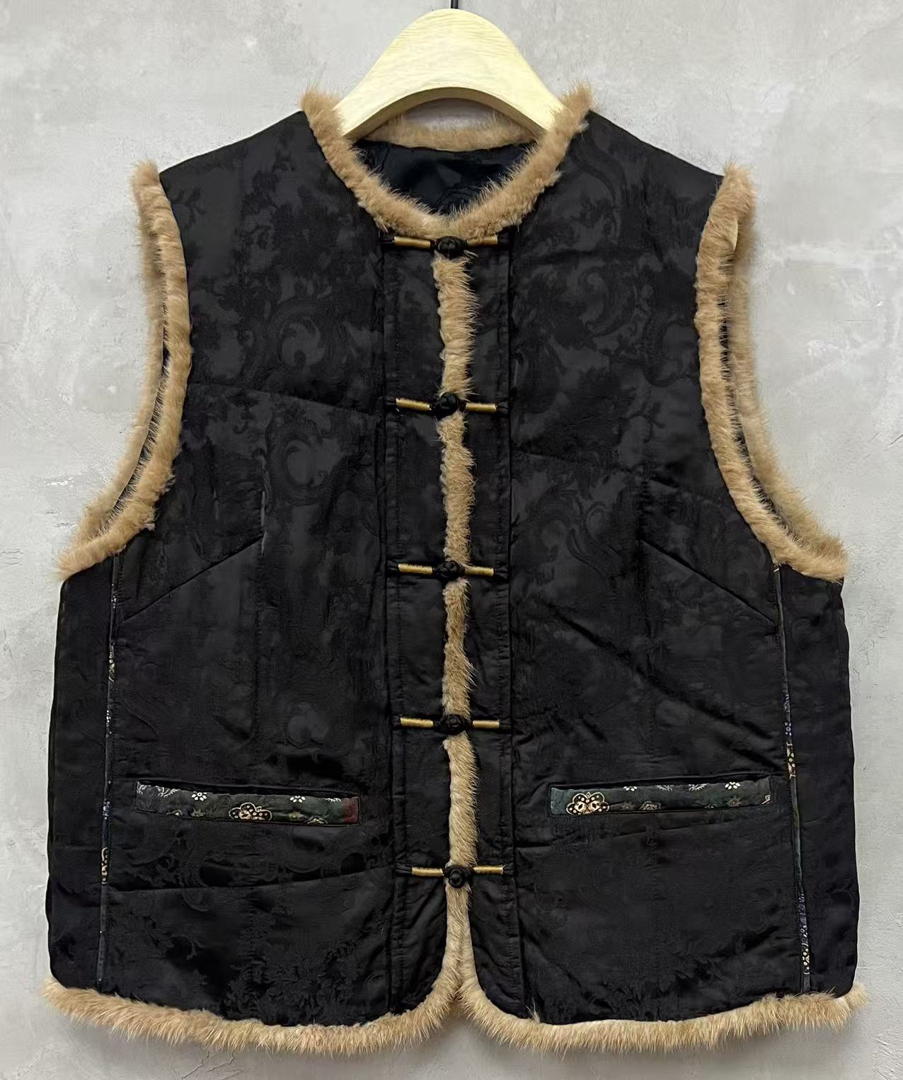 依梦分享-盘扣4143对襟提花复古马甲