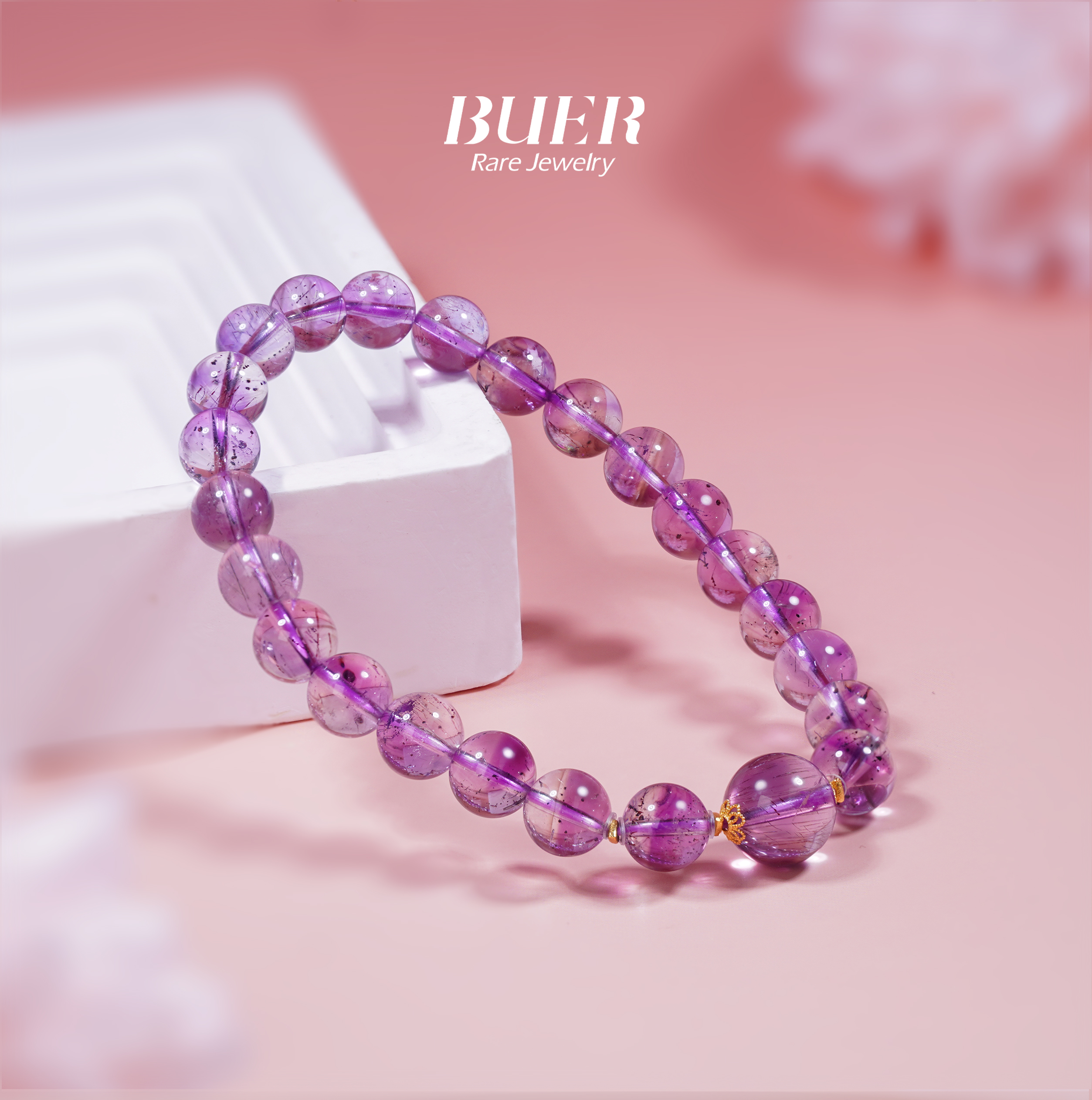 【不二】紫超七水晶18k金DIY手串7mm+