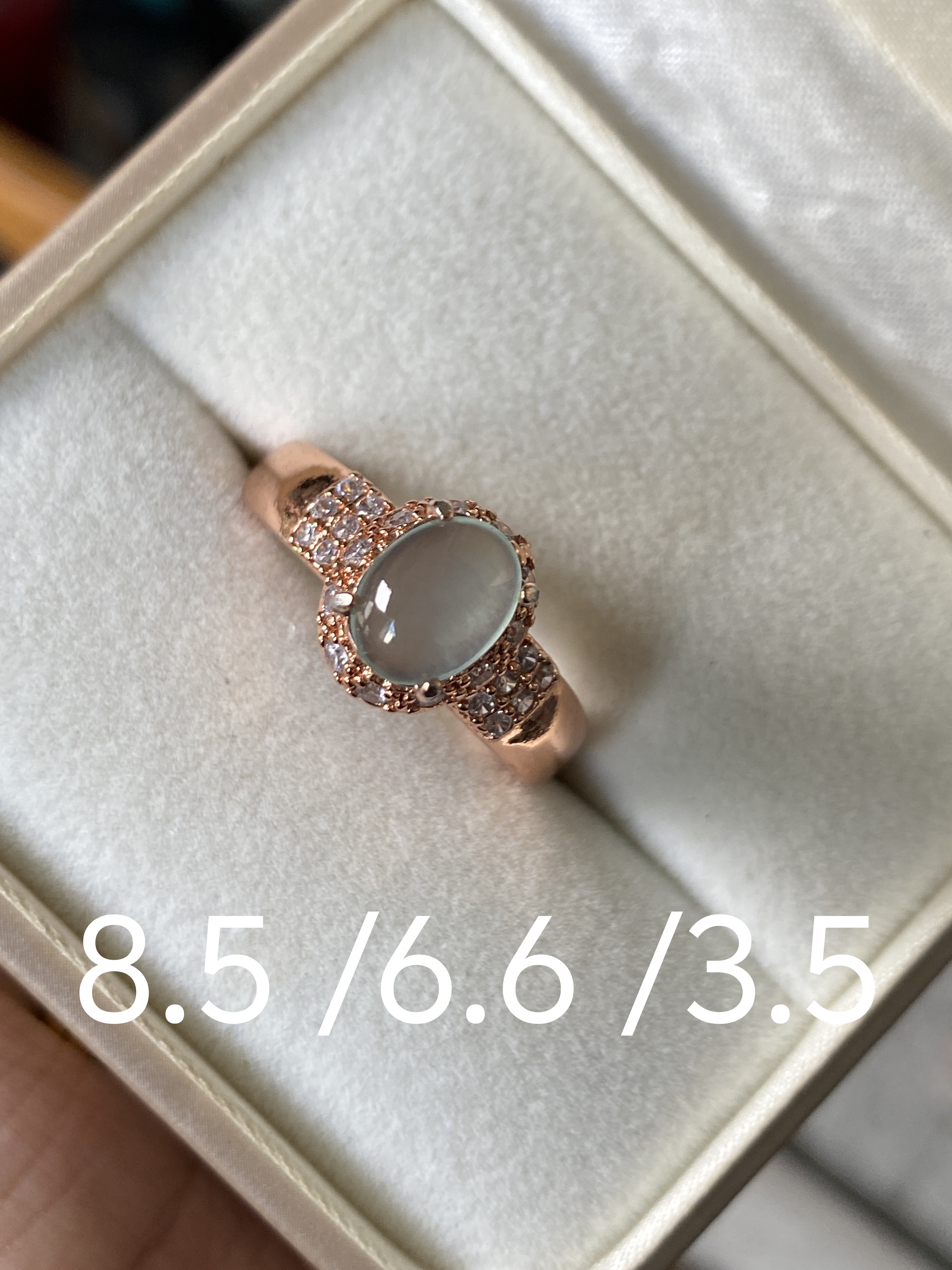 1202（小月源头）冰种翡翠白冰戒·面干净饱满肉细