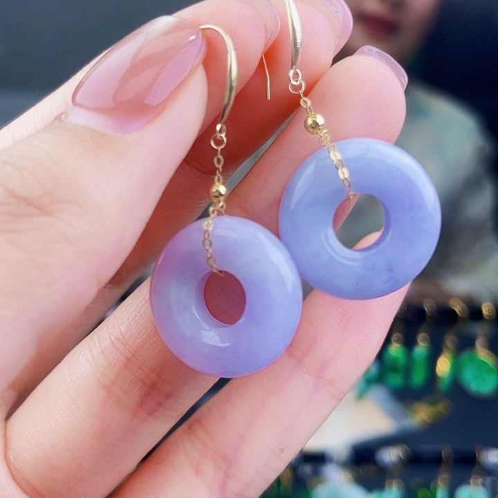 翡翠18K金镶嵌耳饰饰品