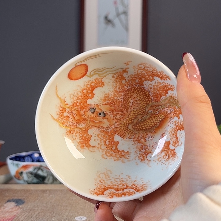 摆件景德柴烧茶杯多人