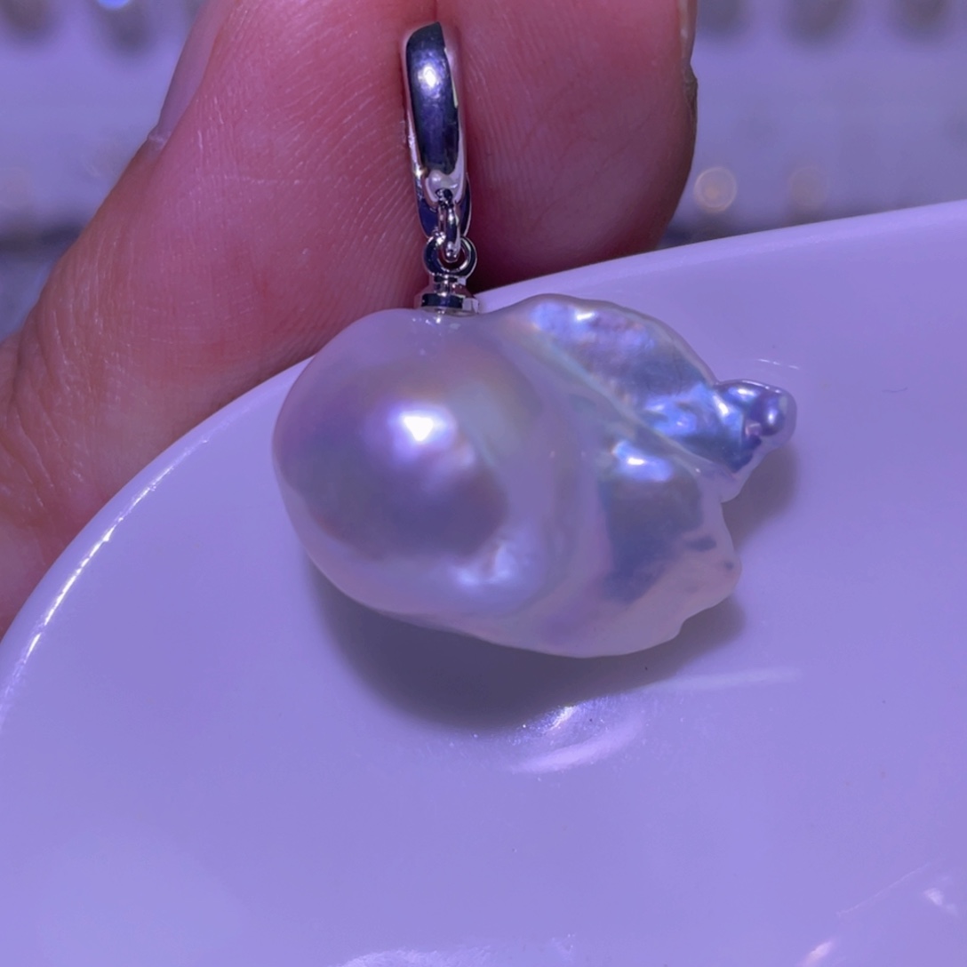 淡水珍珠天然淡水珍珠吊坠银S925镶嵌