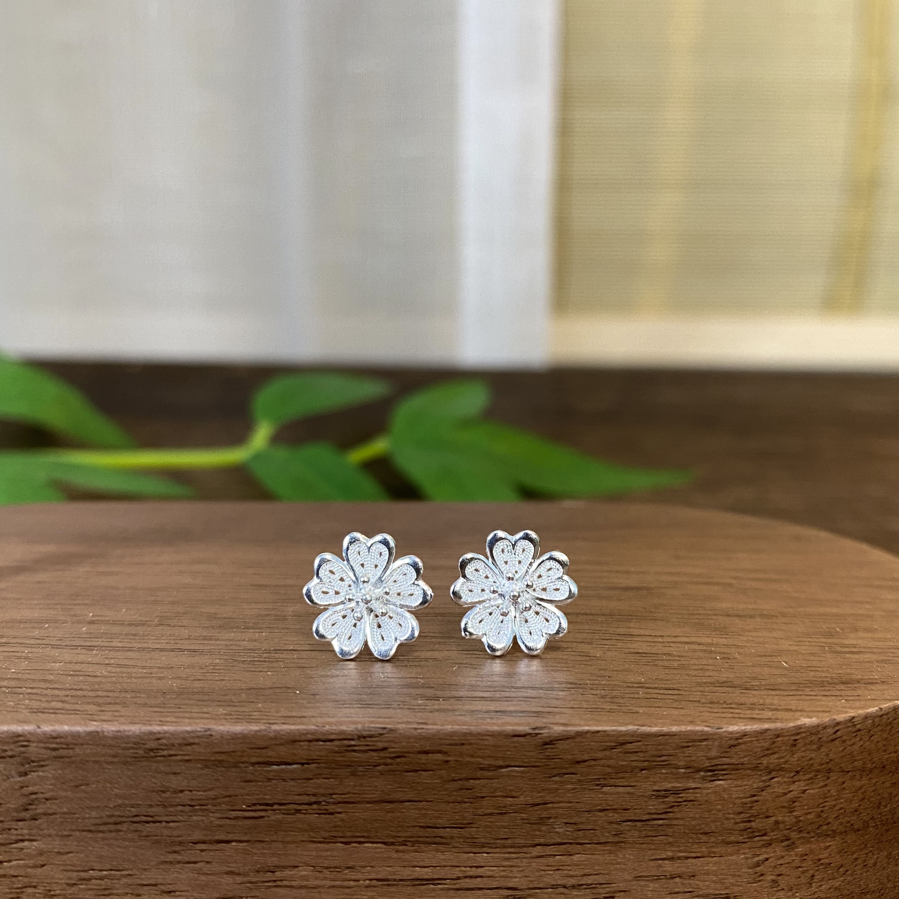 足银耳饰 百搭小众气质耳钉耳环手工简约苗族花丝轻奢耳环耳钉