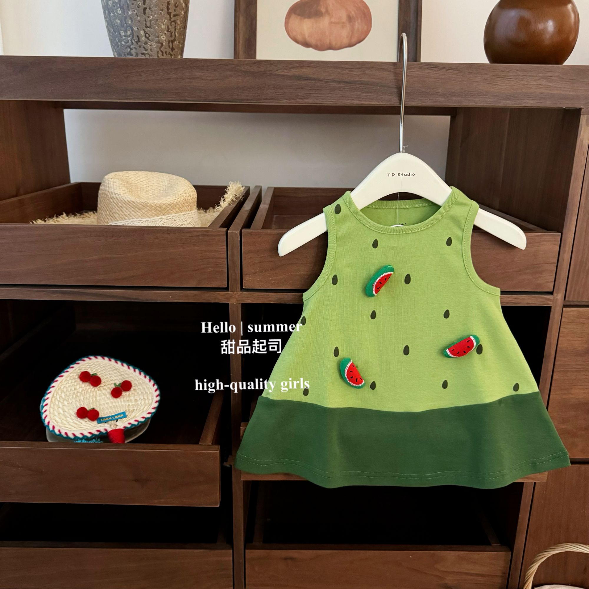 【甜品起司】ins小博主！超可爱女宝宝宫崎骏夏天可爱立体西瓜背心裙