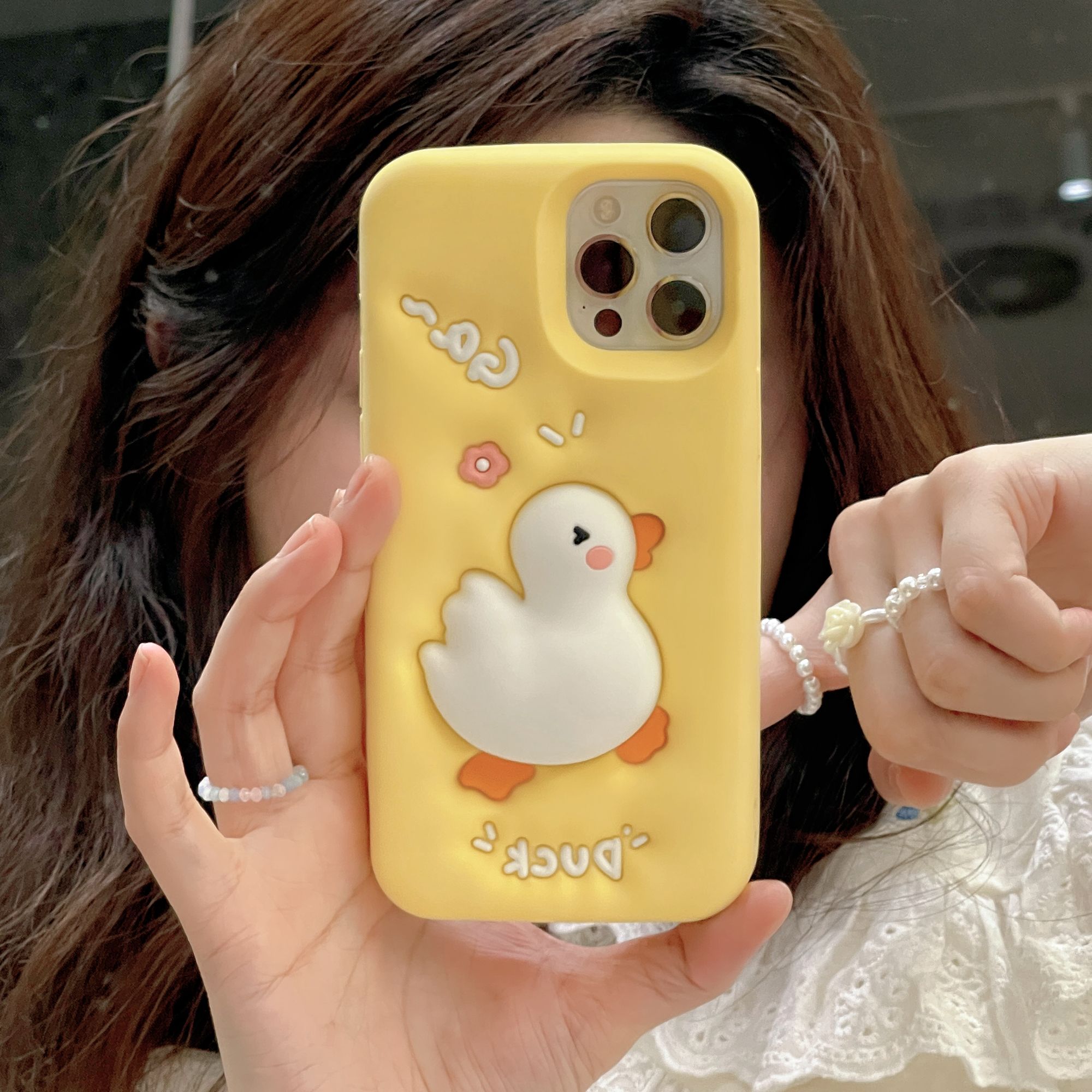适用苹果oppo华为vivo小米|卡通鸭子可爱iphone17立体硅胶手机壳A