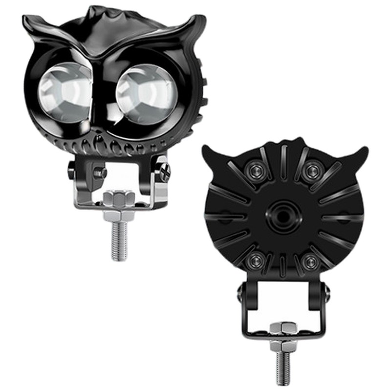 摩托车大灯电动车超亮led灯泡改装12v48v60v72通用外置猫头鹰射灯