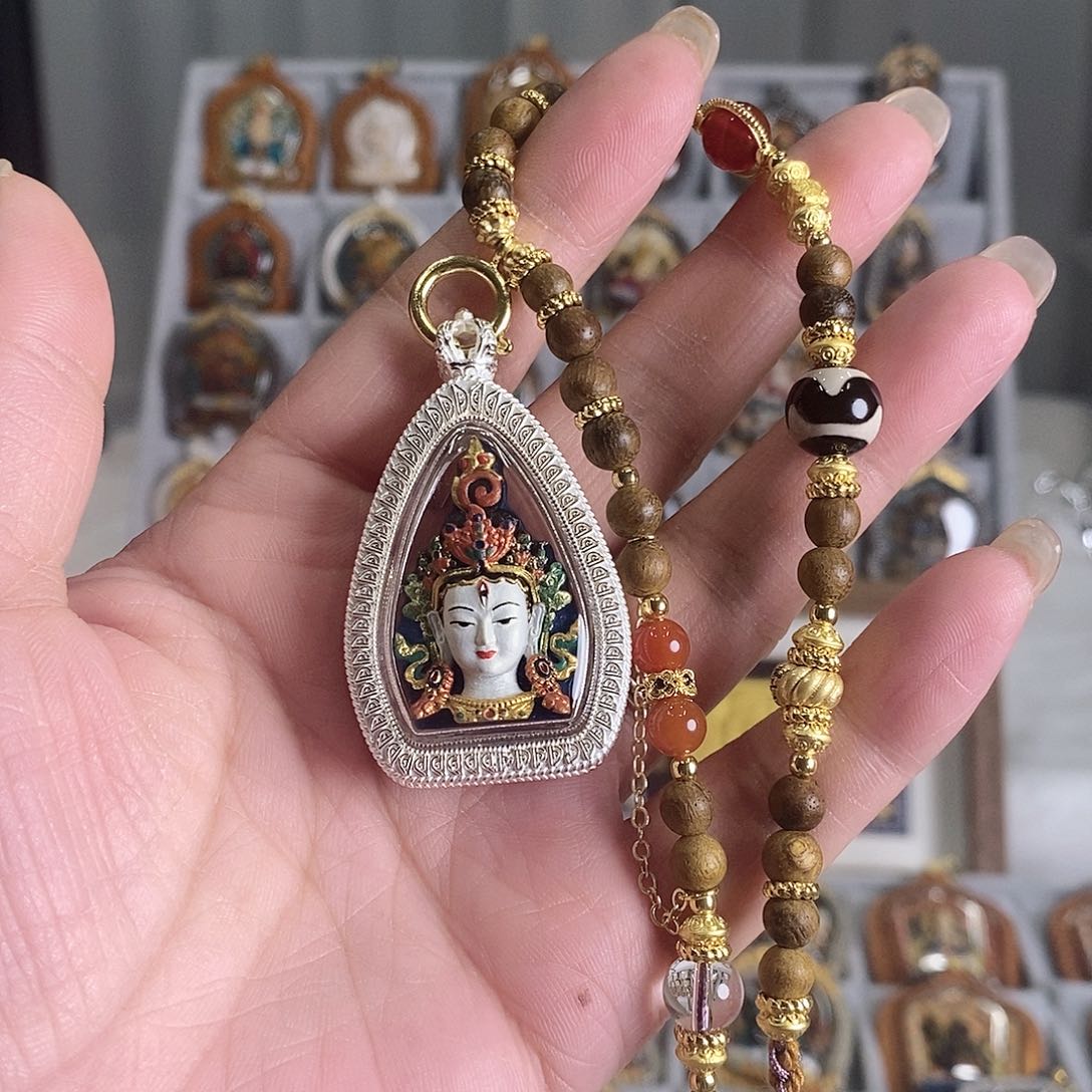 泥塑星**海纯手绘双面立体擦擦925银壳有绳礼盒