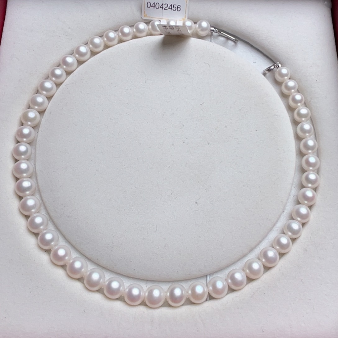 淡水珍珠颈饰银S925镶嵌8.5-9.5mm极光正圆