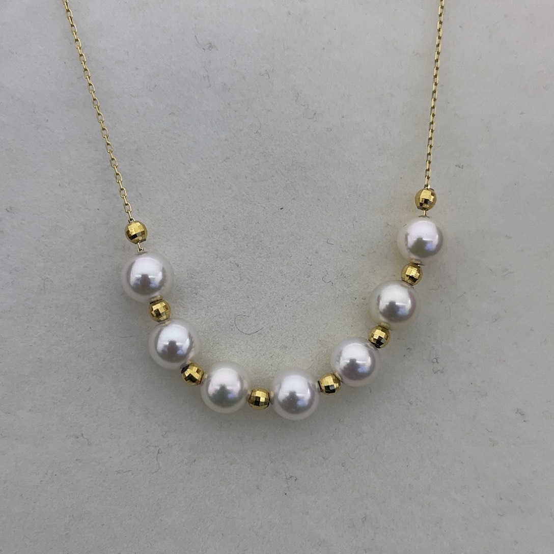 海水珍珠颈饰18K金镶嵌6.5-7微笑链