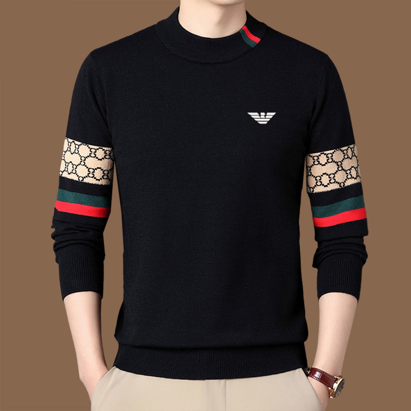 意大利高端保暖羊毛衫男士100纯羊毛半高领羊毛衫加厚打底毛衣潮