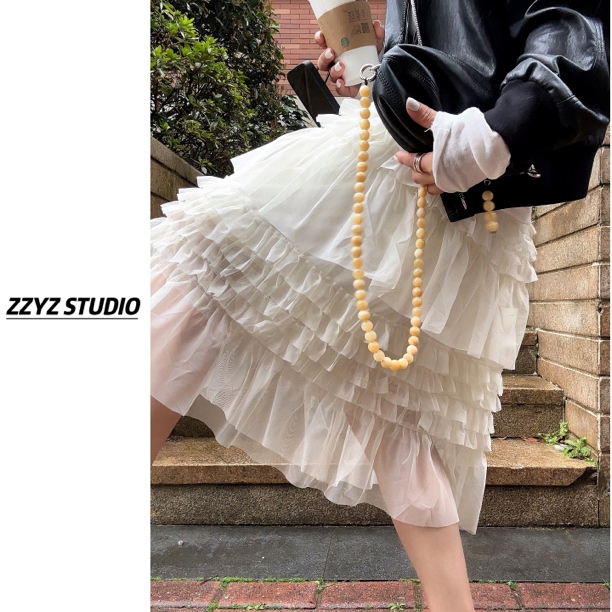 【ZZYZ】“月光琉璃”立体网纱半身裙温柔蓬蓬蛋糕裙半身裙 Q2151