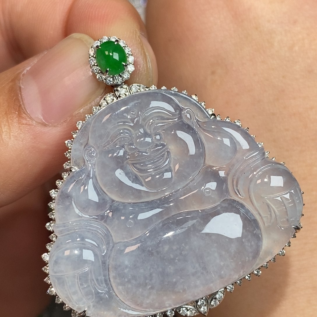 翡翠颈饰18K金镶嵌佛公