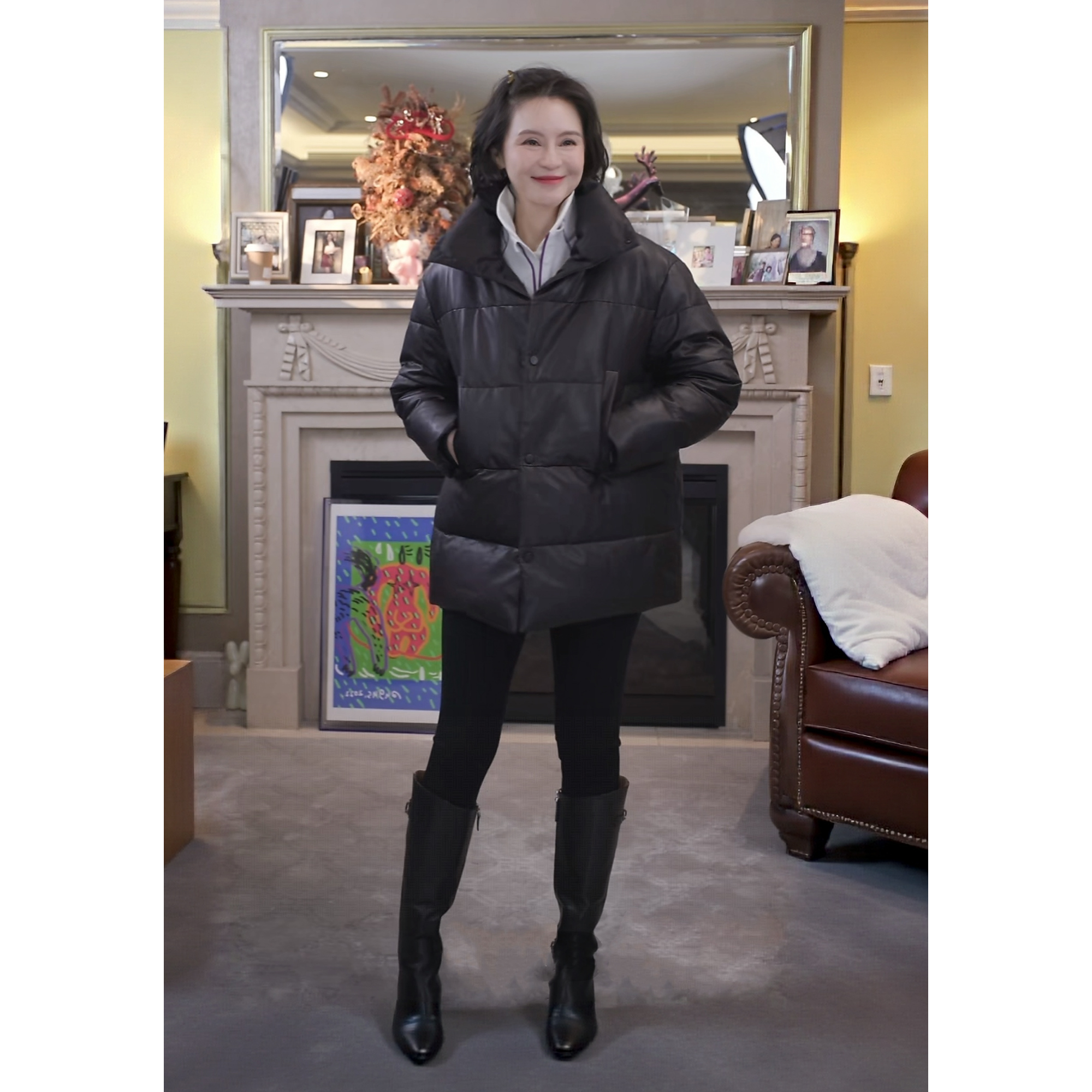 我是摩羯 英式植糅 英国进口羊皮90白鹅绒宽松羽绒服