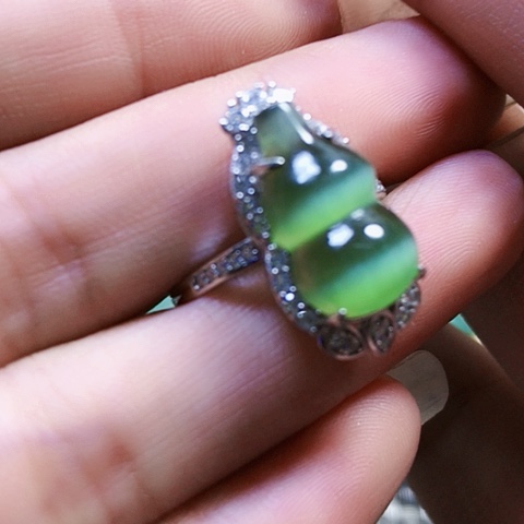 和田玉戒指银S925镶嵌