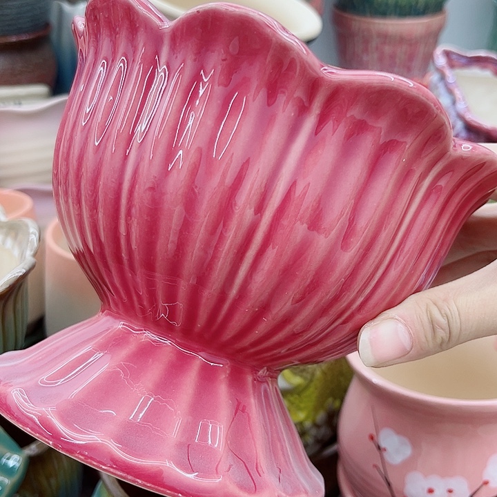 多肉绿植陶瓷花盆9.9包邮，有孔