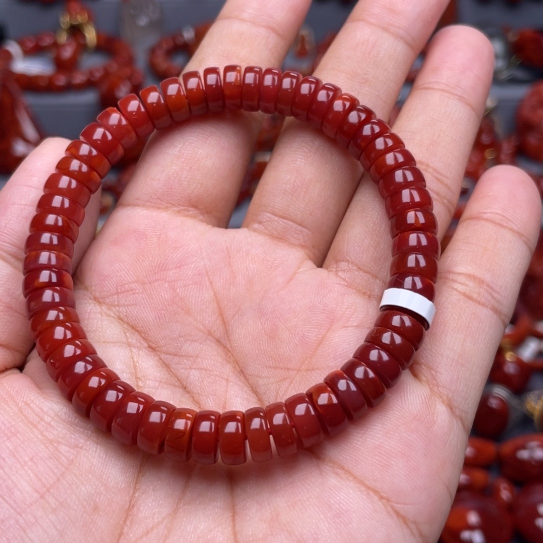 南红玛瑙未镶嵌珠宝奇石单圈8mm