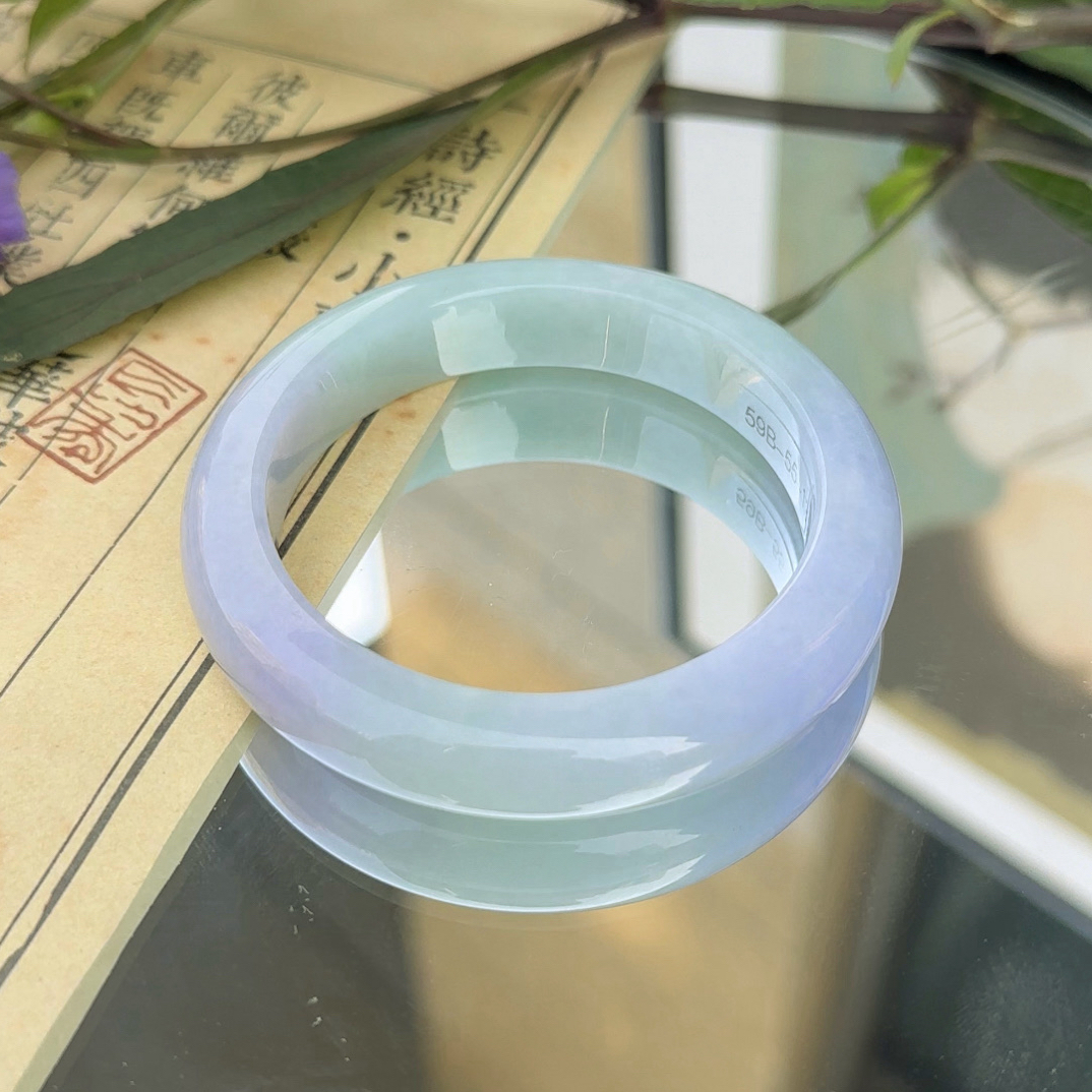 天然缅甸翡翠A货手镯定制飘绿平安镯水润