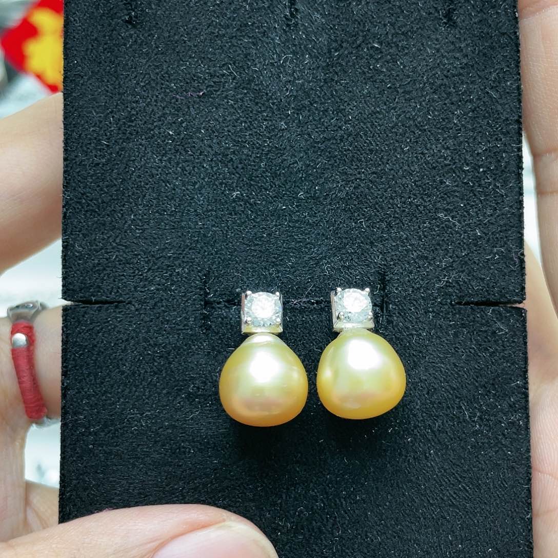 海水珍珠耳饰银S925镶嵌