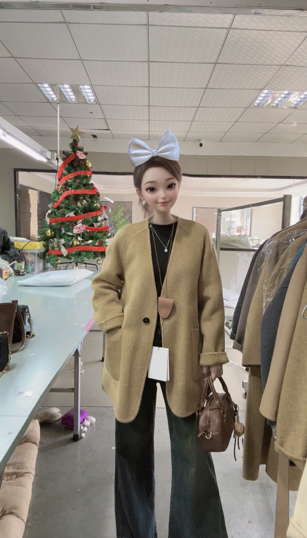 【老板娘专属】秋冬宽松短款羊毛百搭时尚设计师韩版网红双面毛呢