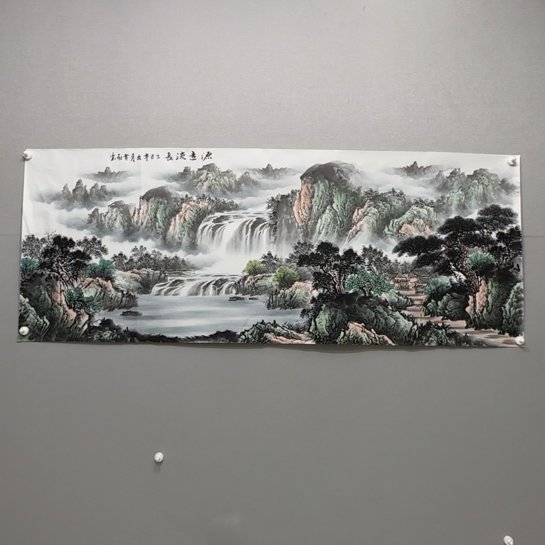 吉***照国画横幅六尺精品山水贾敏