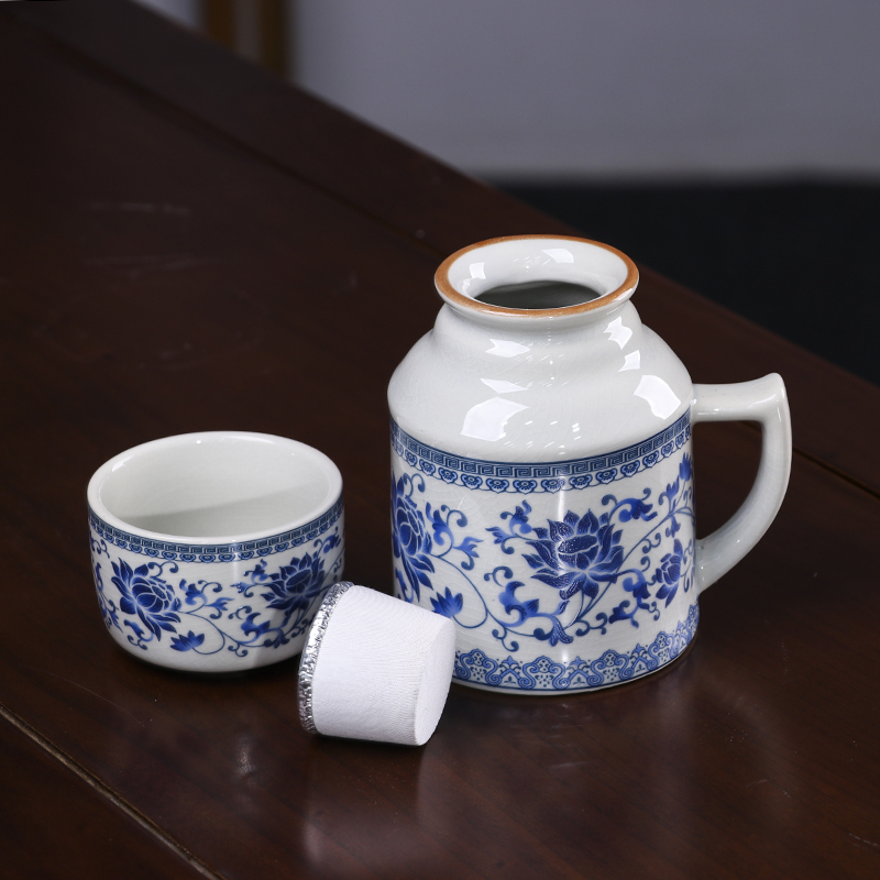 500ml景德镇复古陶瓷小暖壶缠枝莲设计大容量焖茶保温壶家用水壶