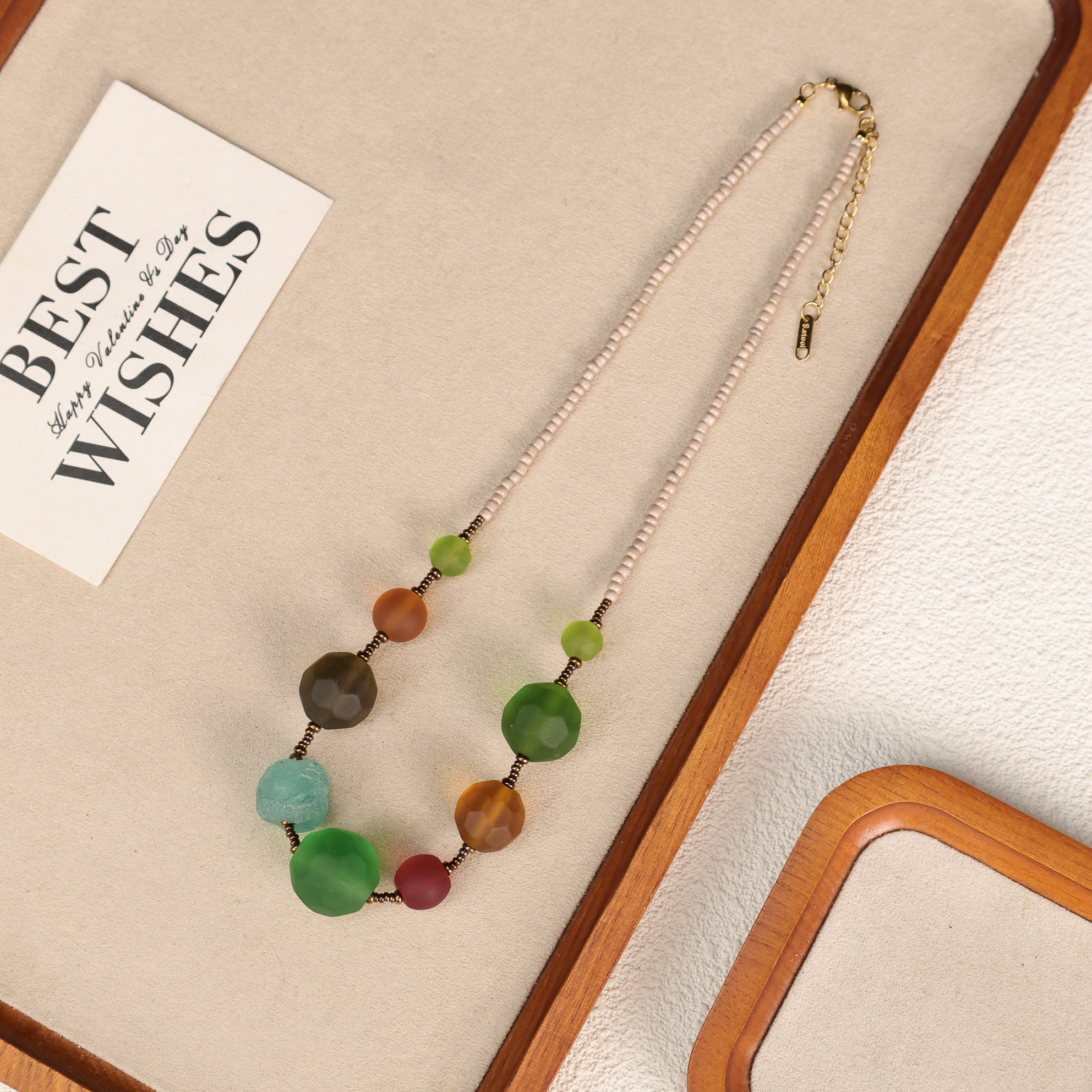 合金项链 LZ4915-2彩色多宝磨砂拒马河项链