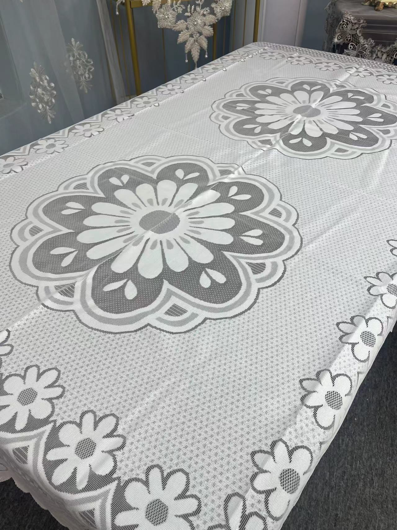 M-03(130*180)简约蕾丝轻奢高级感餐桌布长方形布艺茶几桌布家用