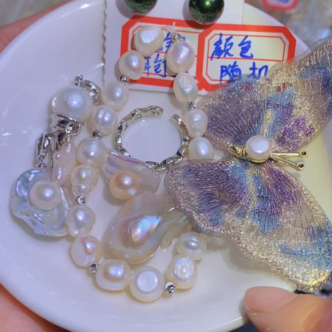 银S925镶嵌天然淡水珍珠淡水珍珠