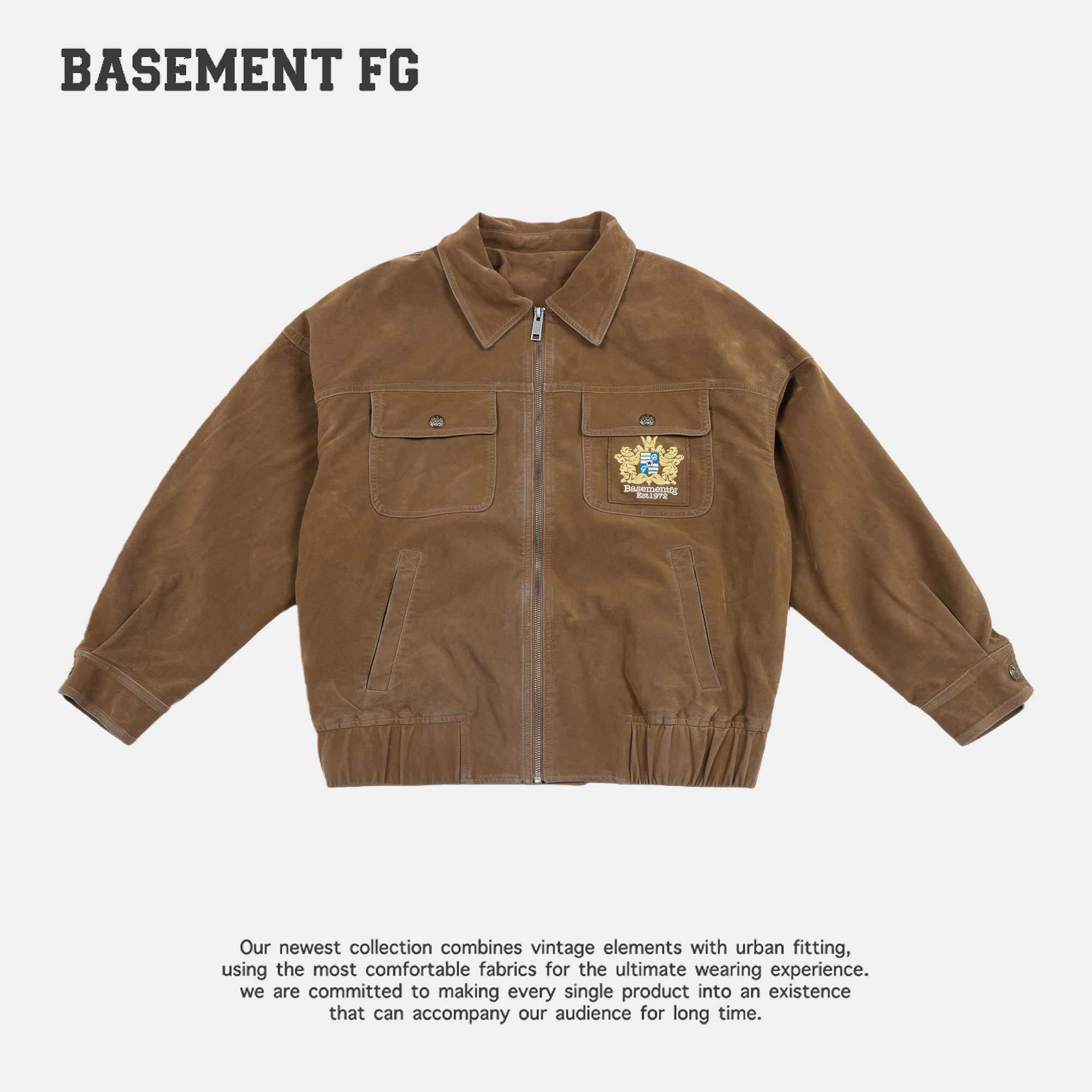 BASEMENT FGx复古女春季短外套杏色机车风夹克秋装252080028007